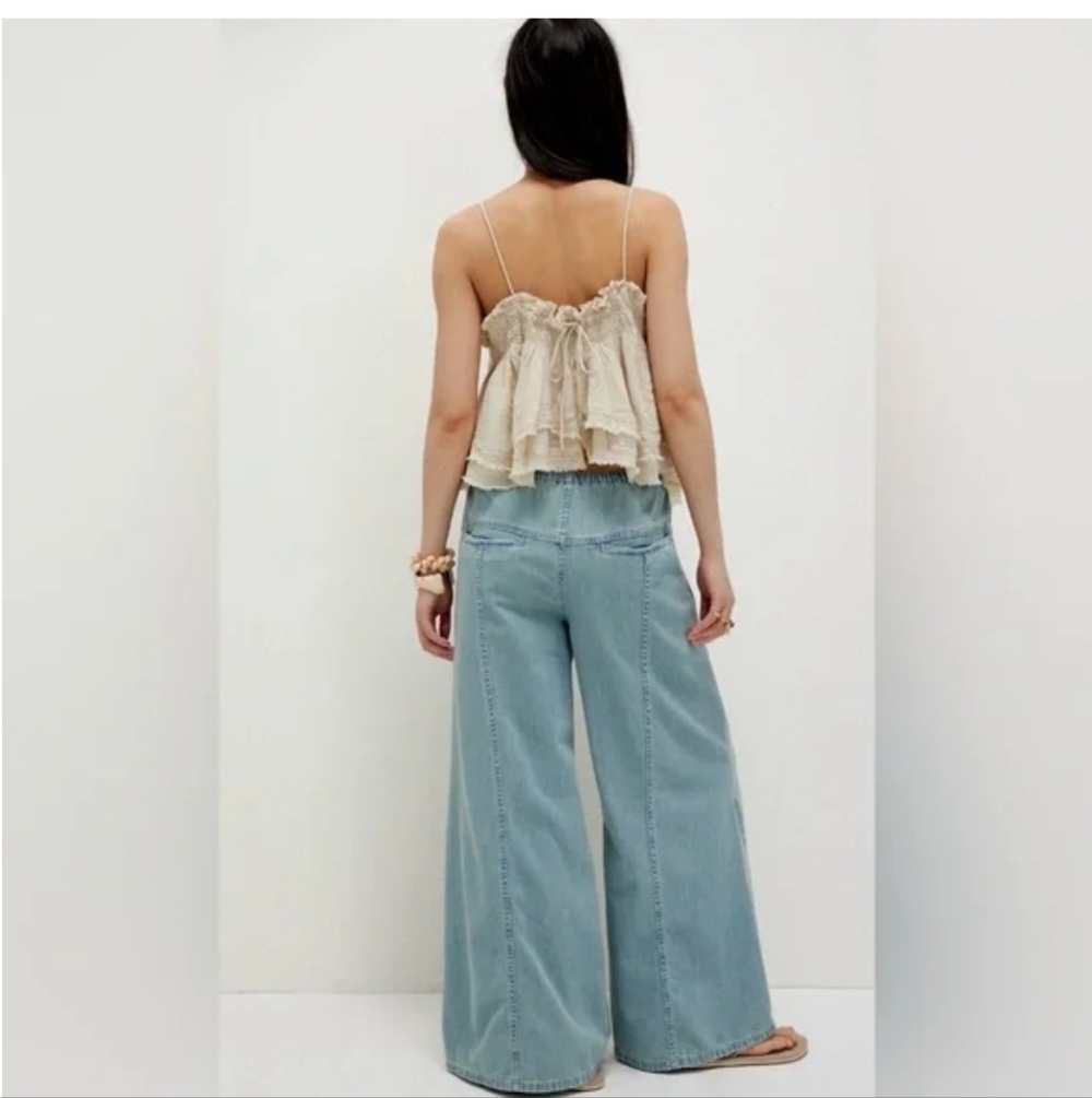 Free People Veritas Pull On Light Blue Wide Leg Jeans - Picture 2 of 4